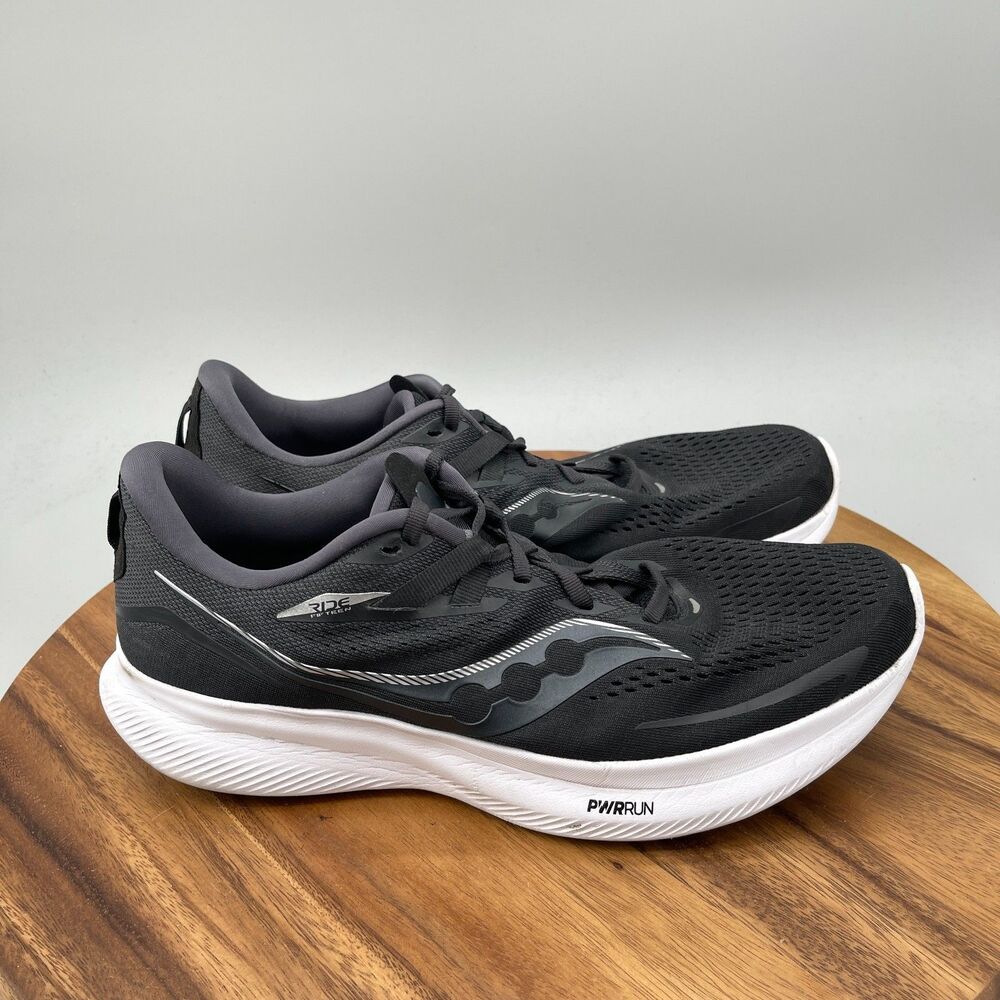Saucony Ride 15 Shoes Mens Size 12 Black Running Comfort Walking Gym Sneakers